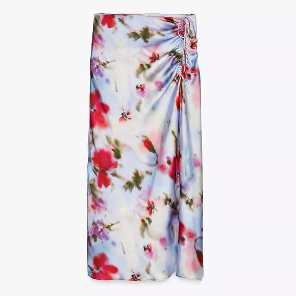 Zara Satin floral midi skirt - Picture 1 of 4
